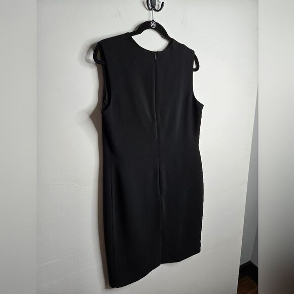 Vintage SC Basics Little Black Dress Notch Neck Sheath Dress Work Office Size L - Picture 3 of 8